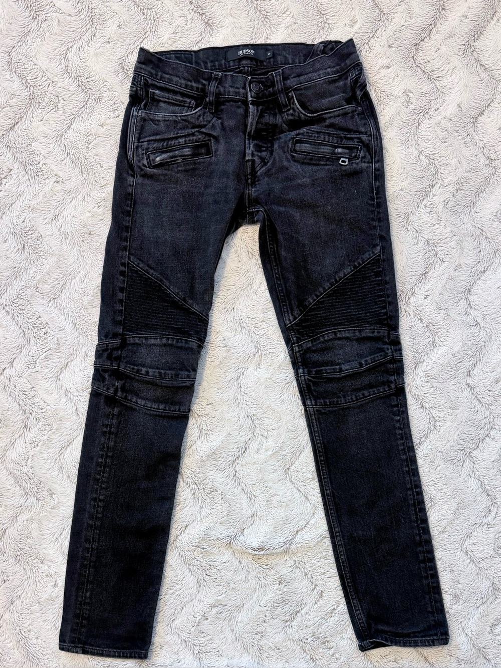 Hudson Blinder Biker Men 30X30 Stretch Skinny Jeans Black Denim Moto Grunge NWT